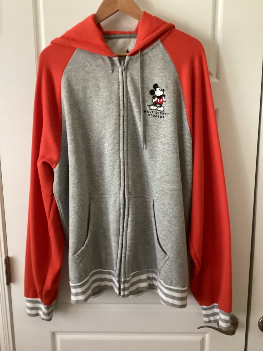 Disney men’s grey &red zip up hooded limited